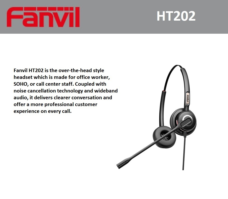 Fanvil HT202 Wideband Headset for IP Phone (Duo) with Noise Cancelling ...