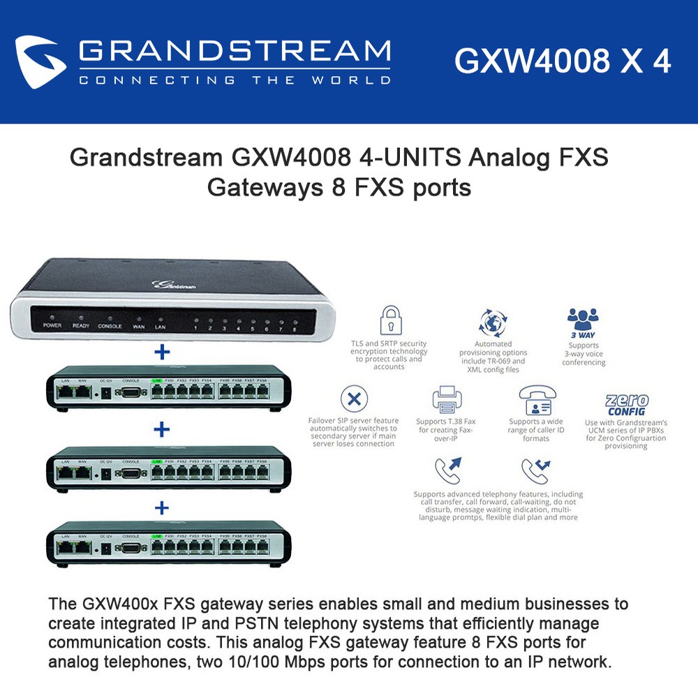 Grandstream GXW4008 4-UNITS Analog FXS Gateways 8 FXS ports for analog ...