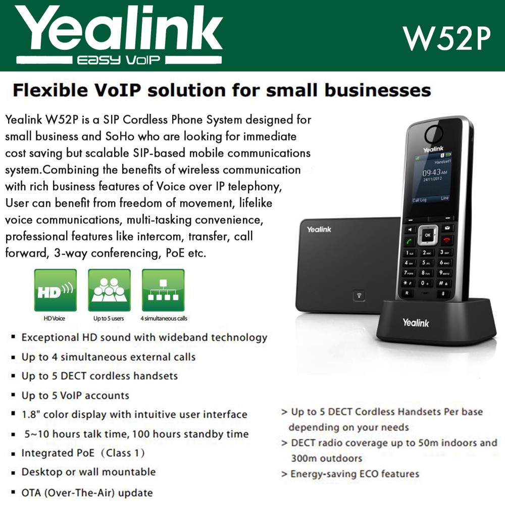 Yealink W52P IP DECT Cordless Phone for sale online 