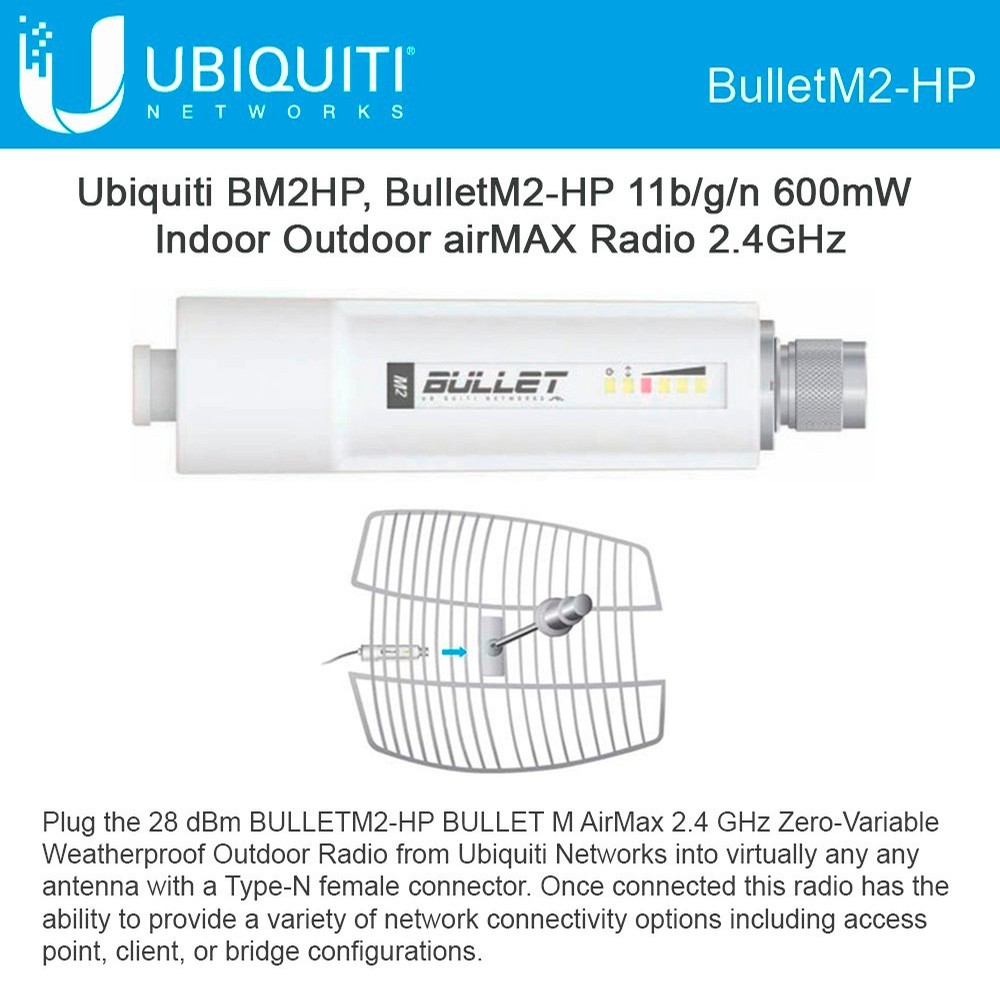 Ubiquiti Networks BM2HP BulletM2HP 2.4GHz airMAX Radio Indoor/Outdoor