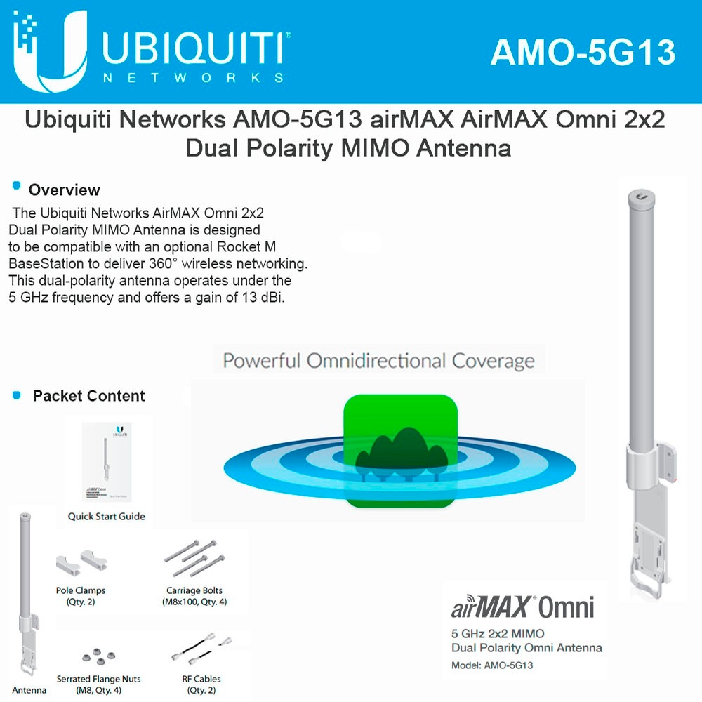 AMOS Point d'Accès UBIQUITI AMO-5G10 10 dbi 5 GHz Blanc 