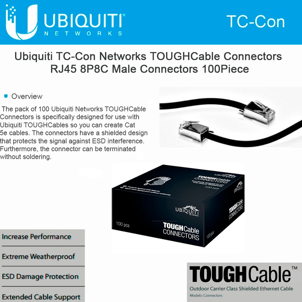 Ubiquiti Networks TCCon100 TOUGHCable Connector 100pc