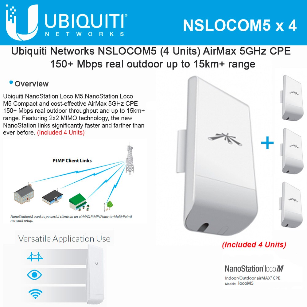 Ubiquiti NanoStation M5 Indoor/Outdoor airMAX CPE 5GHz 2x2 MIMO