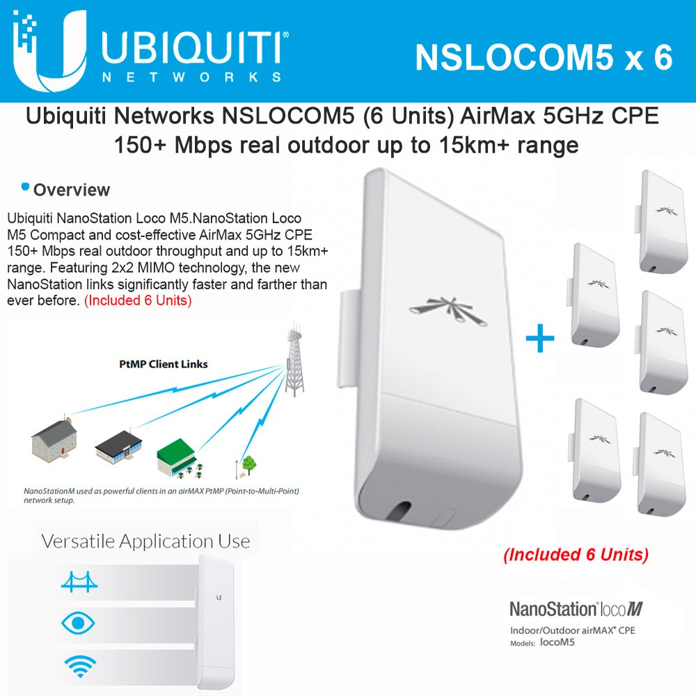 【につきまし】 Ubiquiti NSM5 Bundle of 4 NanoStation M5 5GHz Outdoor airMAX ...