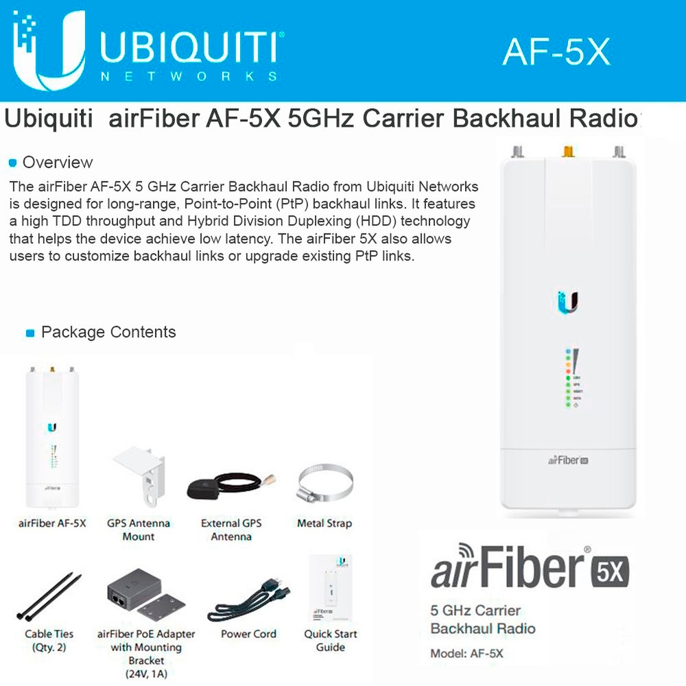 Ubiquiti Networks AF-5X AirFiber 5 GHz Carrier Backhaul Radio ...