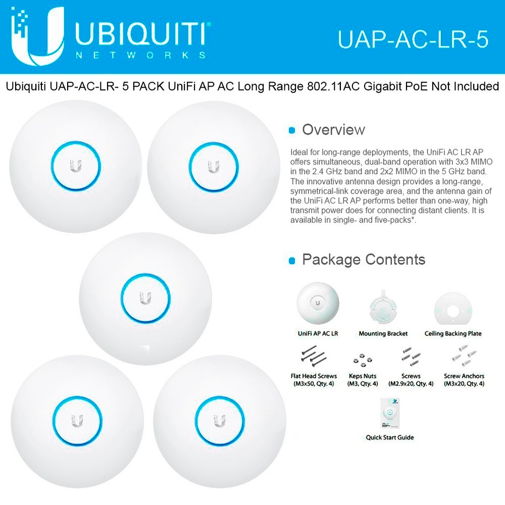 Himmel Eksempel jeg læser en bog Ubiquiti Networks UniFi AP AC LR UAP-AC-LR-5 802.11ac Long Range Dual-Band  Wireless Access Point