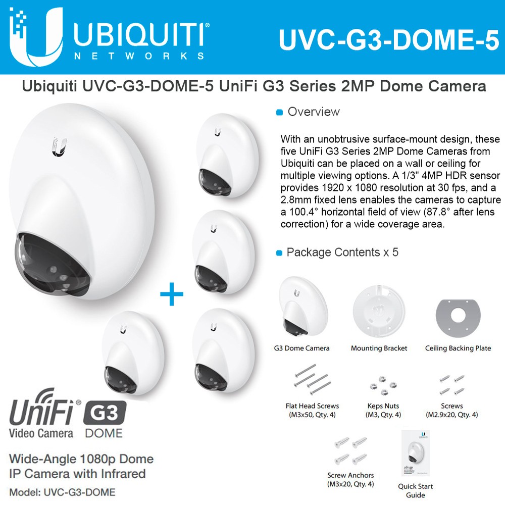 Ubiquiti Networks UniFi Video Camera G3 Dome IP Camera UVC-G3-DOME 5 ...