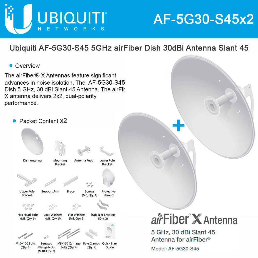 Ubiquiti Networks airFiber X Antenna AF5G30S45 5GHz airFiber Dish