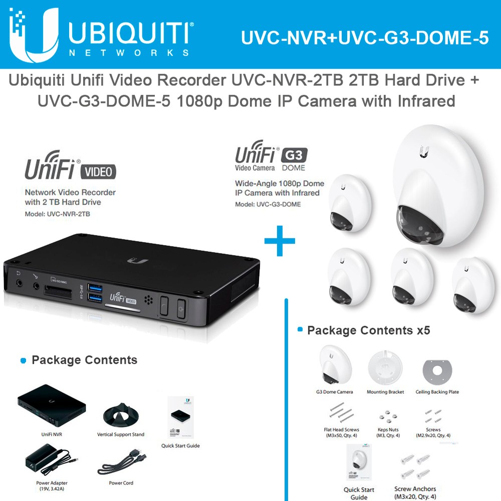 Ubiquiti Unifi Network Video Recorder UVCNVR2TB 2TB Hard Drive + Dome