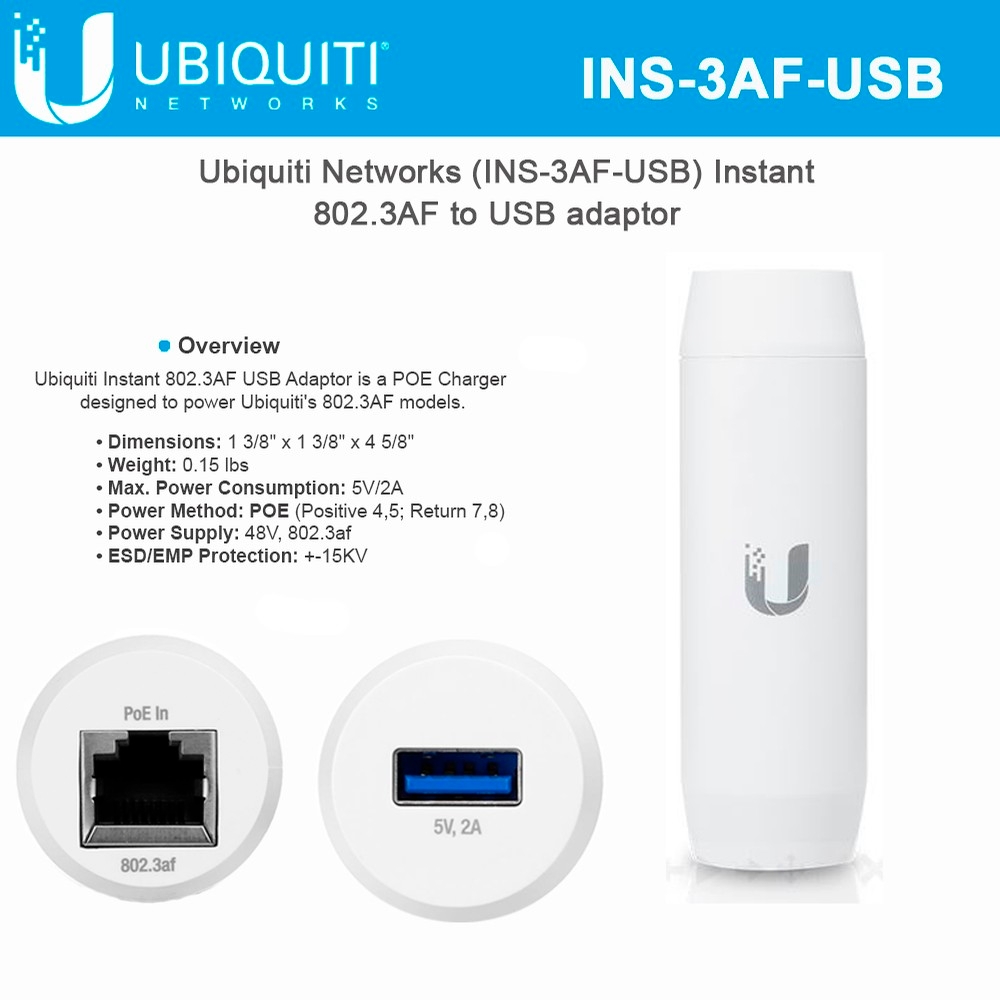 Ubiquiti INS3AFUSB Instant 802.3AF to USB Adapter