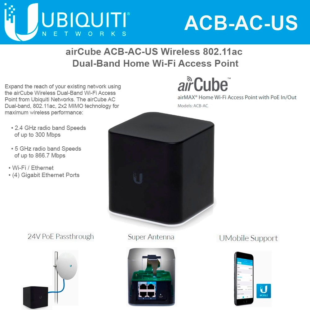 Ubiquiti airCube ac ACB-AC-US airMAX 802.11ac Dual-Band Home Wireless ...