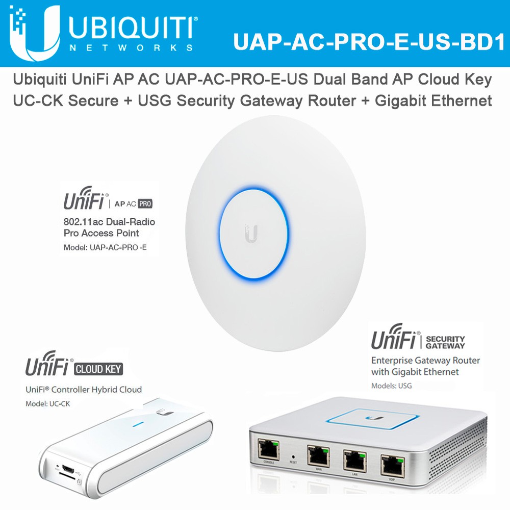 dañar casado definido Ubiquiti UniFi Cloud Key with Security Gateway Router Gigabit and UniFi AP  AC PRO Access Point