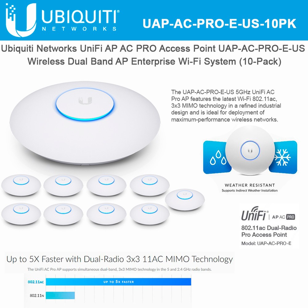 Ubiquiti Unifi Ap Ac Pro Unifi Access Point Uap Ac Pro E Us Wireless Dual Band Ap Enterprise Wi Fi System 10 Pack