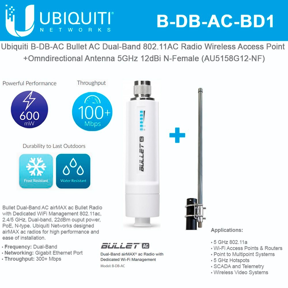 Ubiquiti BDBAC Bullet DualBand 802.11AC Radio WiFi Access Point