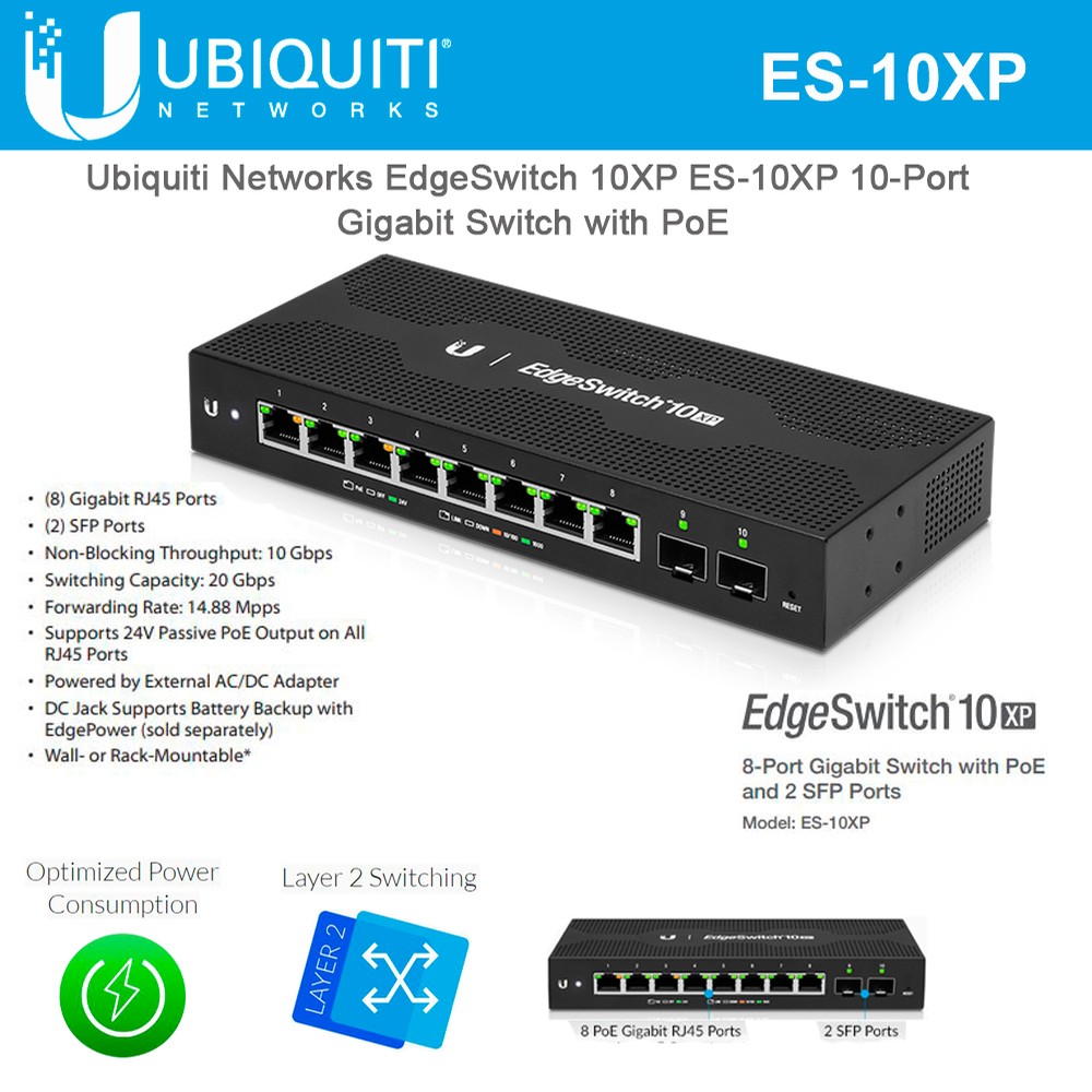 UBIQUITI 10-Port (2 SFP) Managed Switch EdgeSwitch 10X (ES-10X) - The  source for WiFi products at best prices in Europe 