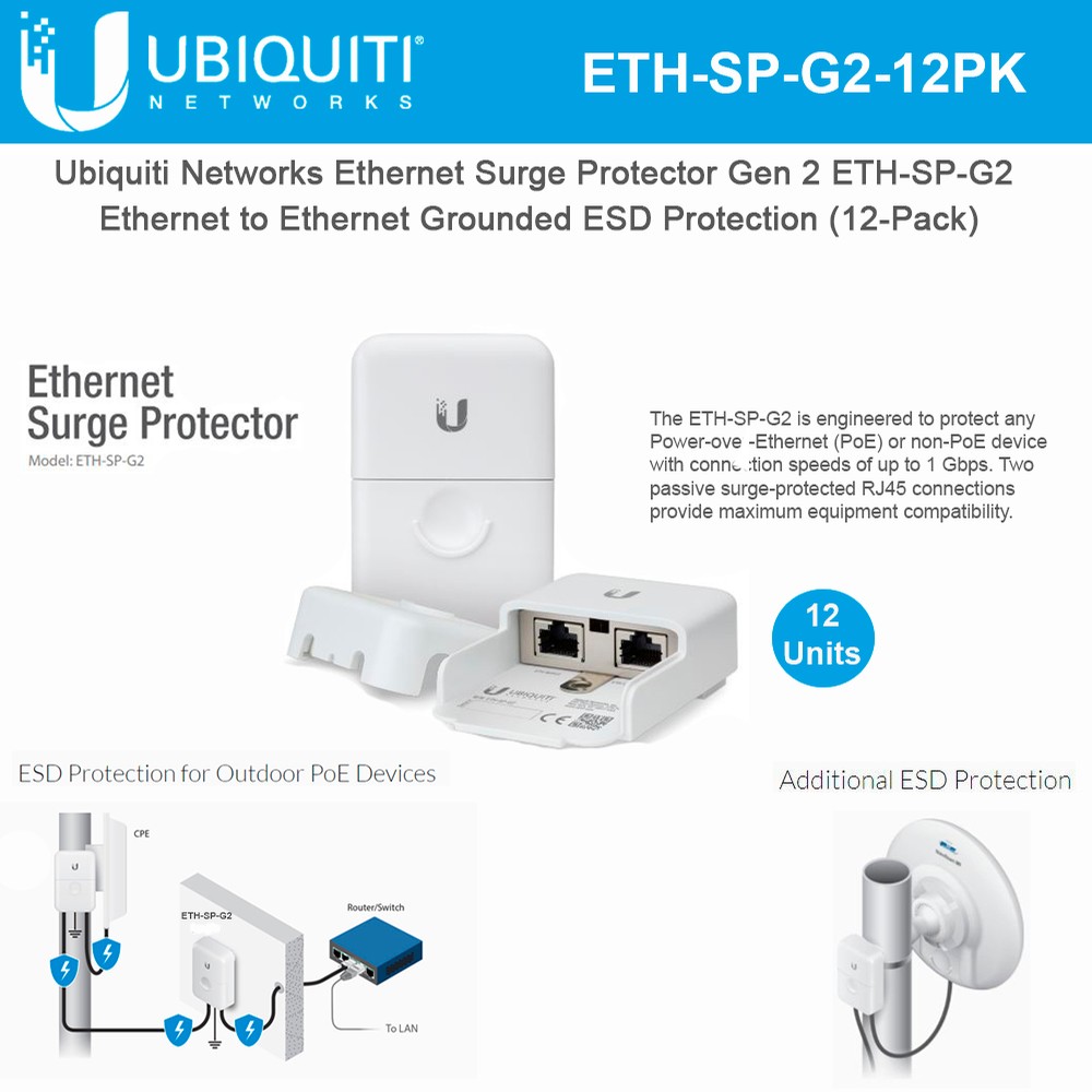 Ubiquiti 12pack surge protector Gen2 ETHSPG2 ESD protection