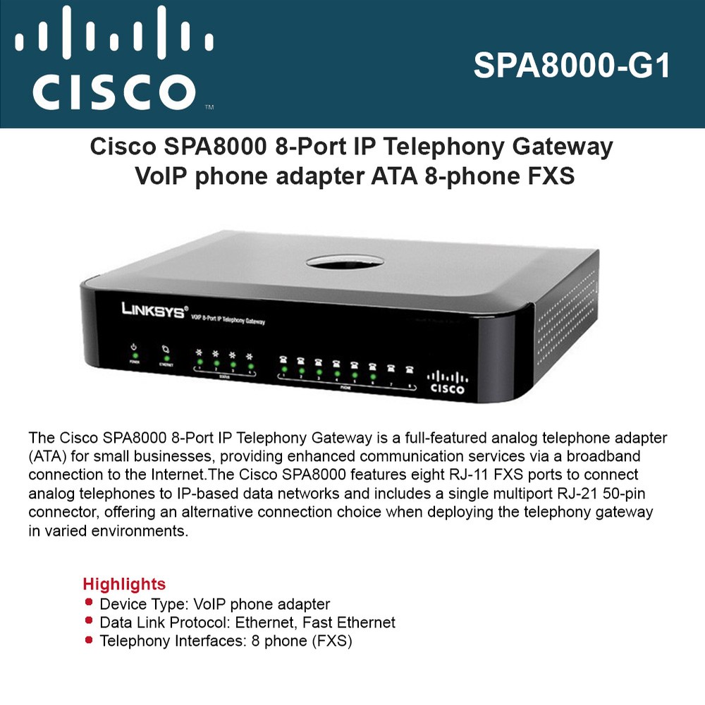 NEW Cisco SPA8000 8-Port Telephone Gateway