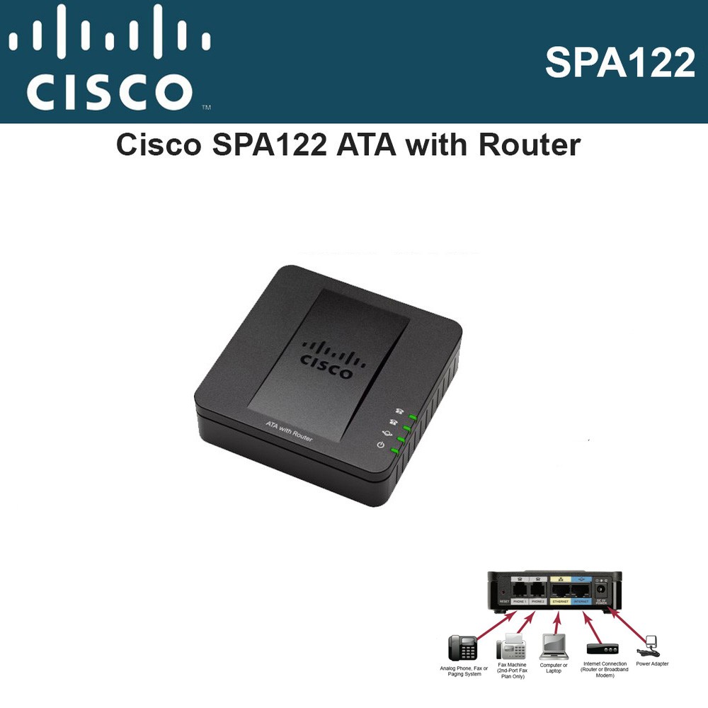 Cisco SPA122 ATA with Router VoIP phone adapter 2 phone (FXS)