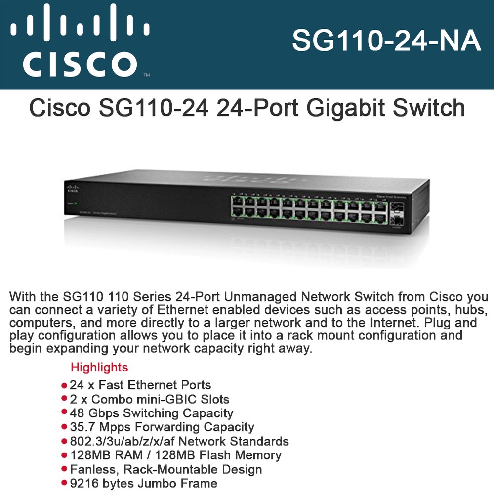 Cisco SG11024 24Port Gigabit Switch 22x10/100/1000 + Gigabit