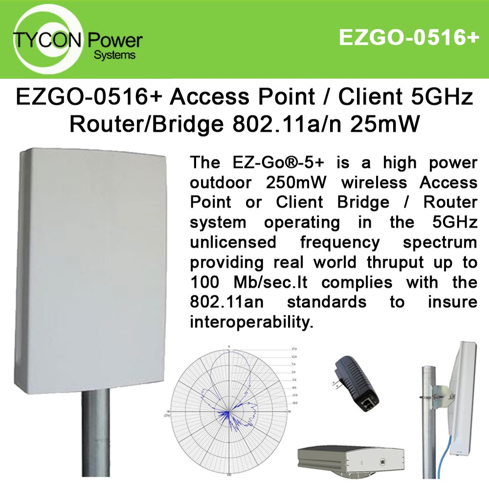 Tycon Power Systems EZGO-0516+ Access Point/ Client Router/Bridge 802 ...