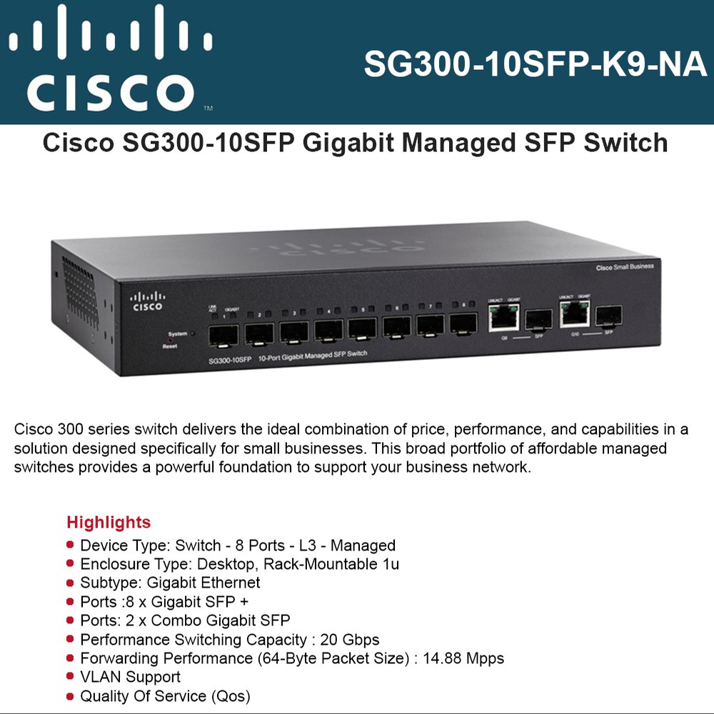 Cisco SG30010SFP Switch 8port gigabit L3 Managed