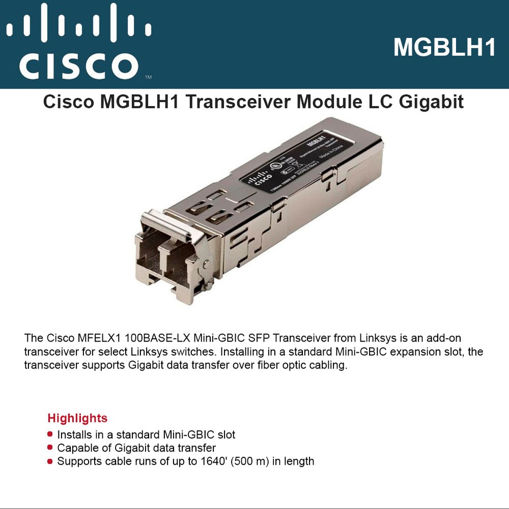 Linksys by Cisco MGBLH1 Gigabit LH Mini-GBIC SFP Transceiver 