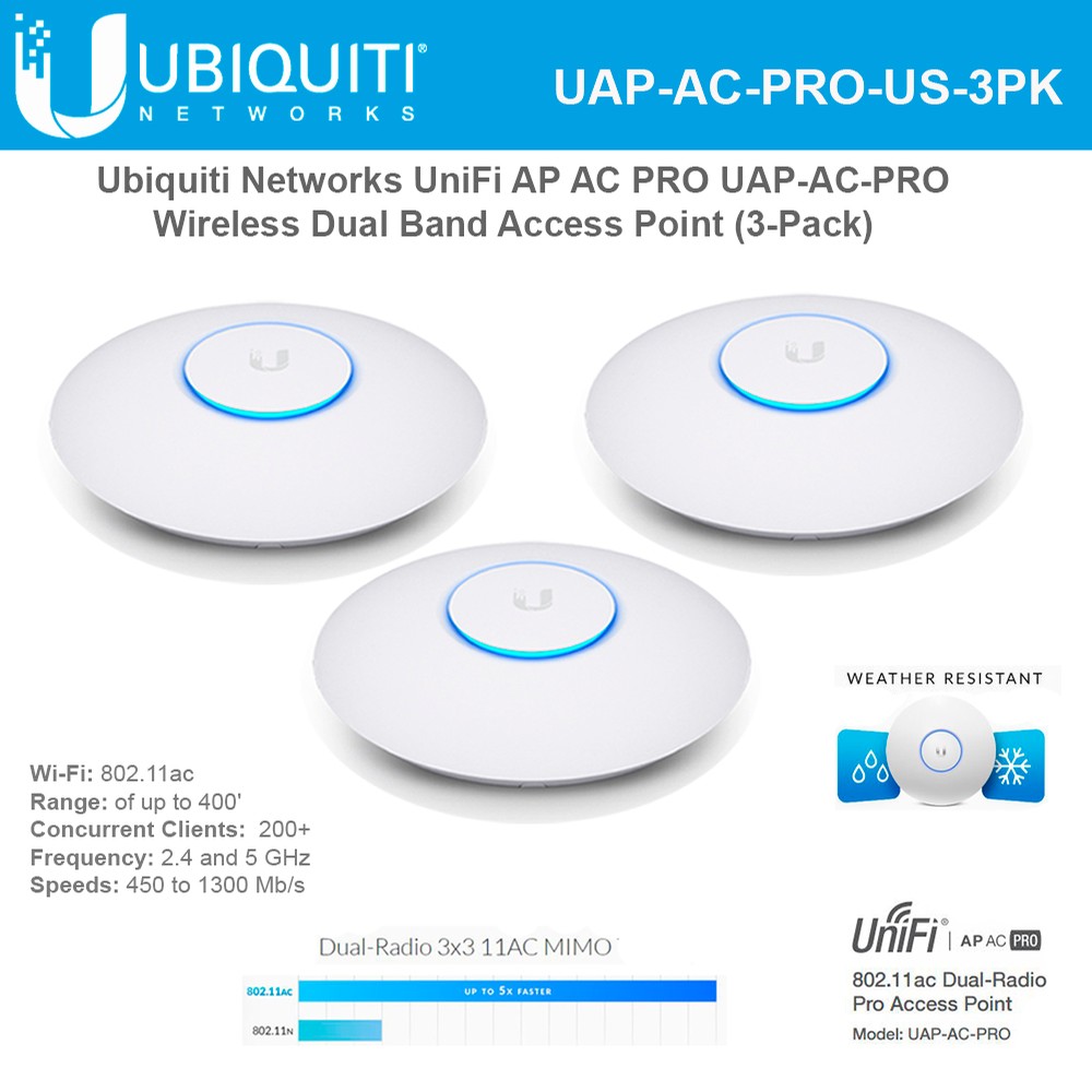 Ubiquiti UniFi AP AC PRO 3PACK 11ac indoor/outdoor Access Point UAPAC