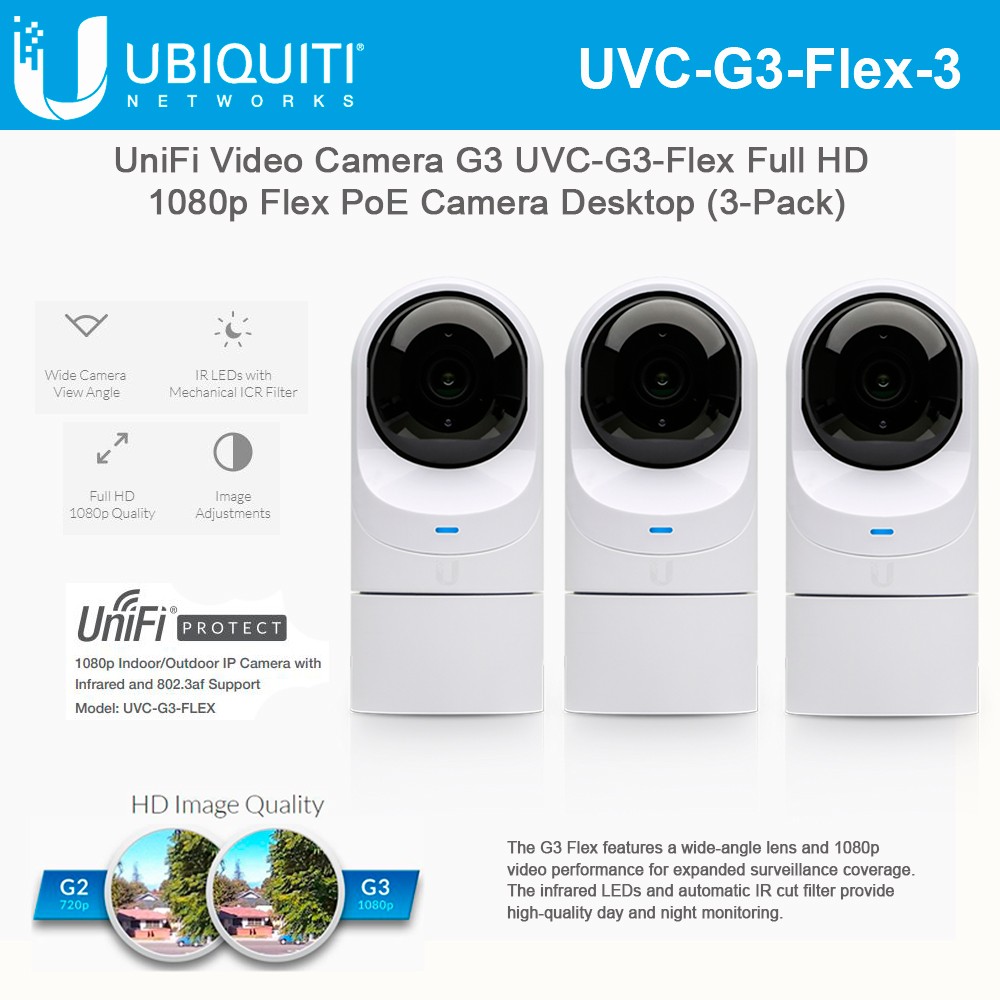Ubiquiti UniFi Video Camera G3 Flex UVCG3Flex 3 units Full HD PoE