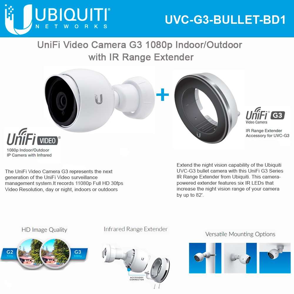 Ubiquiti UniFi Video Camera G3 UVCG3BULLET In/Out 1080p IP Camera
