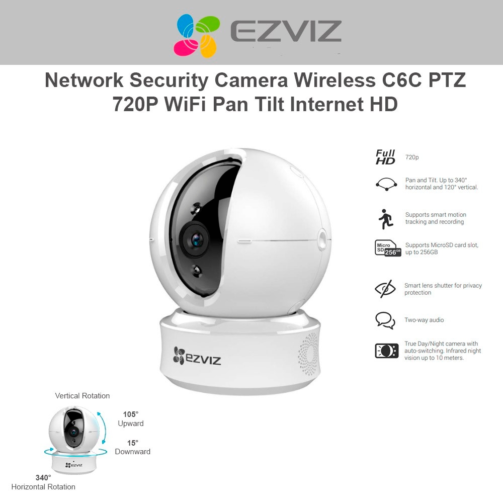 Ezviz C6C Security Camera PTZ 720P WiFi Pan Tilt Internet HD