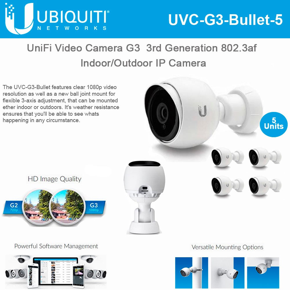 Ubiquiti Networks UniFi Video Camera G3 UVCG3Bullet5 1080p 802.3af Indoor/Outdoor IP Camera