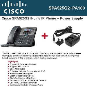 5 x Total Line Wireless IEEE 802.11b/g VoIP Caller ID Cisco SPA525G2 IP Phone Power Over Ethernet by Cisco 