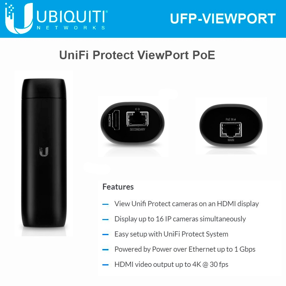 Ubiquiti UniFi Protect ViewPort PoE 4K video output View Unifi Protect